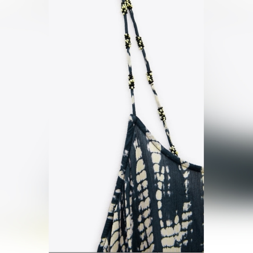 Zara Tie Dye Printed Boho Casual Vacation Long Dress 100% modal Size- XXL - Picture 11 of 12